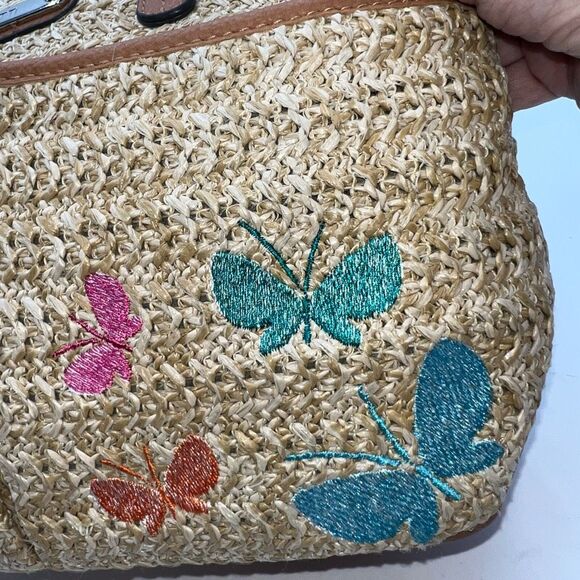 Rosetti Raffia and Embroidery Butterly Shoulder Bag - Picture 3 of 13